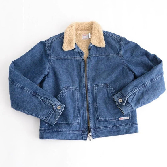Vintage Levi's Dry Goods Trucker Winter Denim Jacket with Sherpa Lining Medium - Picture 4 of 14